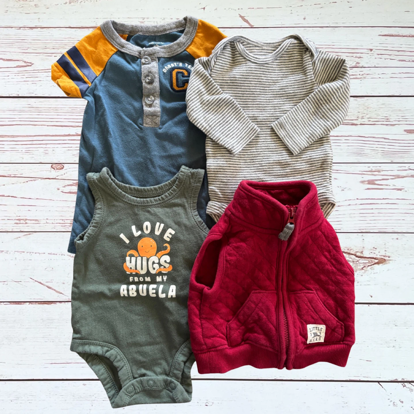 Carter's Newborn 4 PC Clothing Bodysuit & Romper Bundle - photo 2