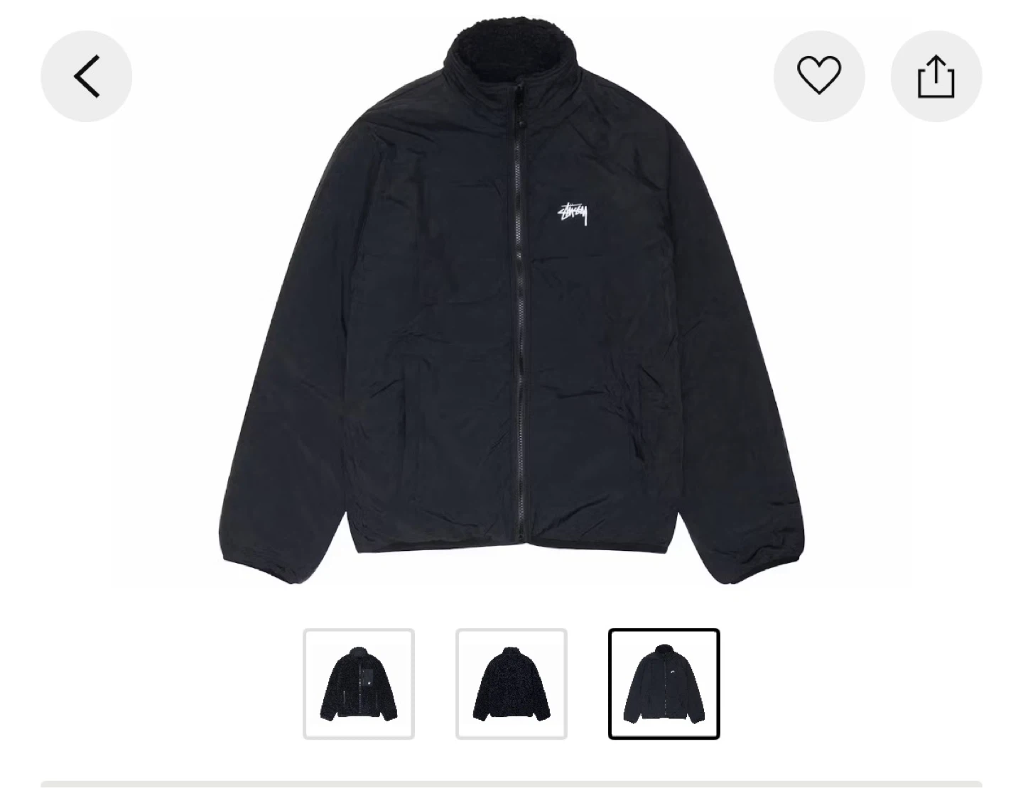 Stüssy Sherpa Fleece Jacket Black ( Reversible ) - photo 3