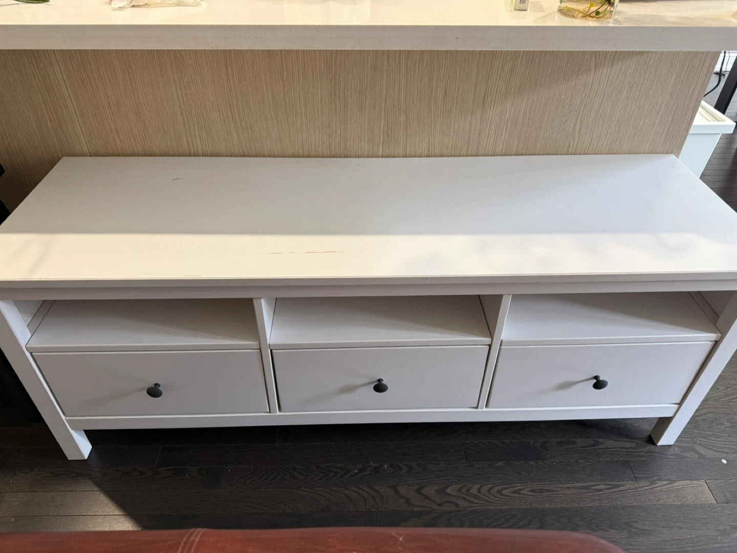 White Media Console with 3 Drawers
