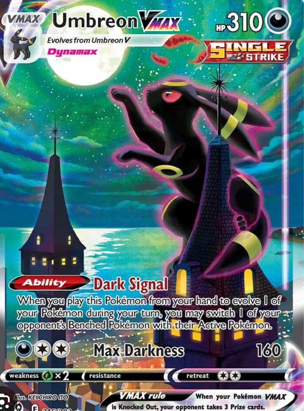 Pokemon TCG Umbreon VMAX Single Strike Card