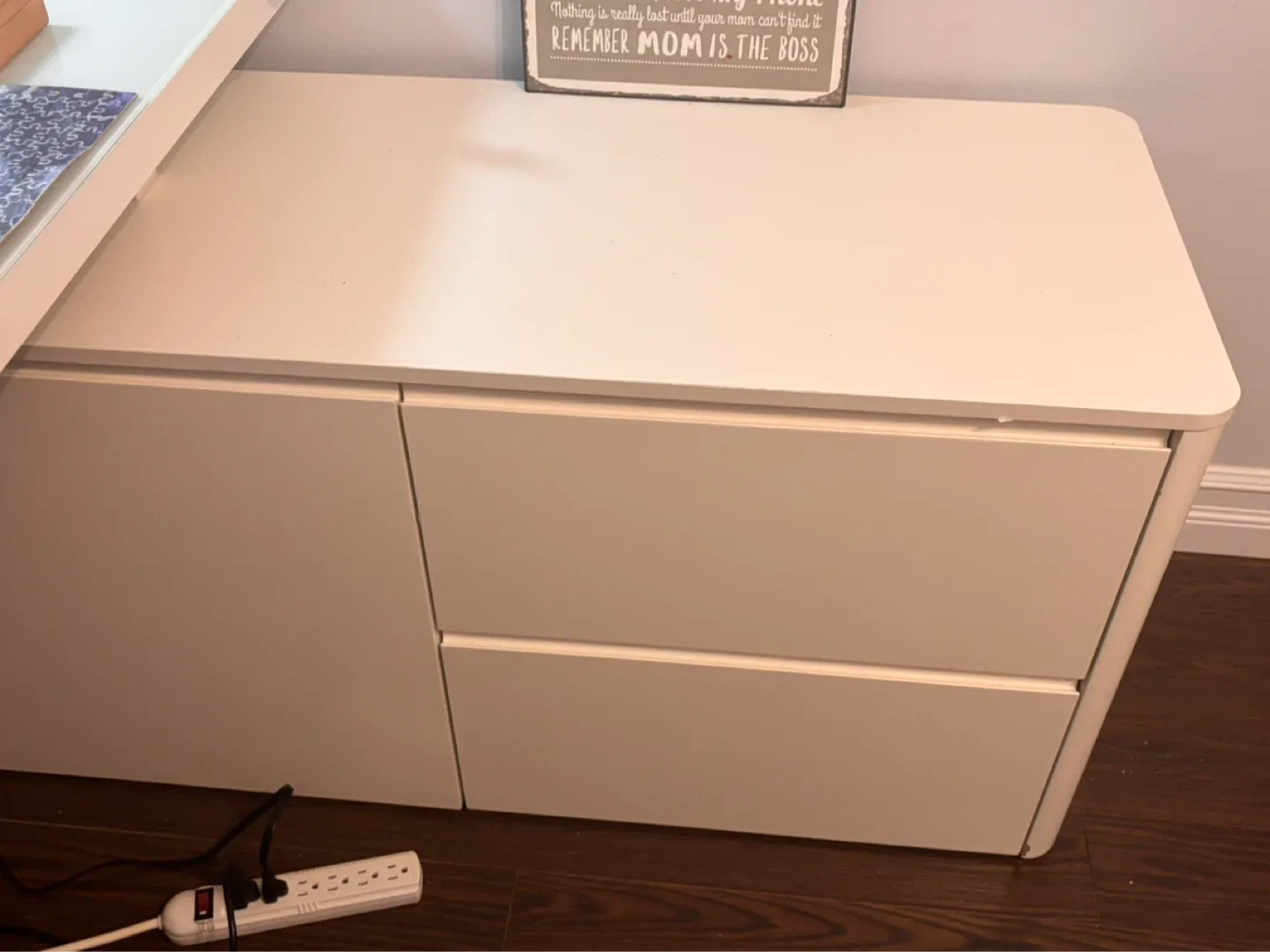 White L-Shaped Desk with Storage Unit - photo 3