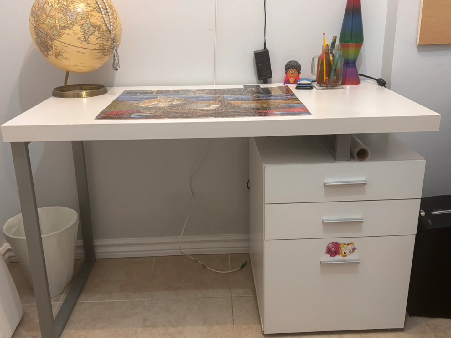 White Desk with Drawers