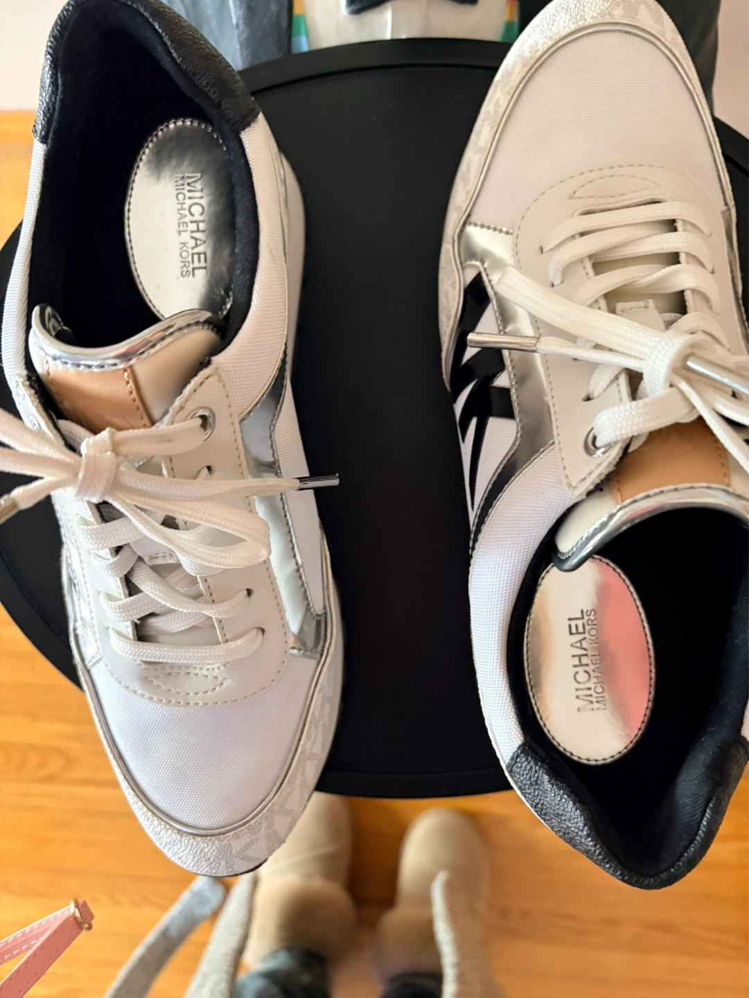 Michael Kors Women's White & Silver Sneakers
