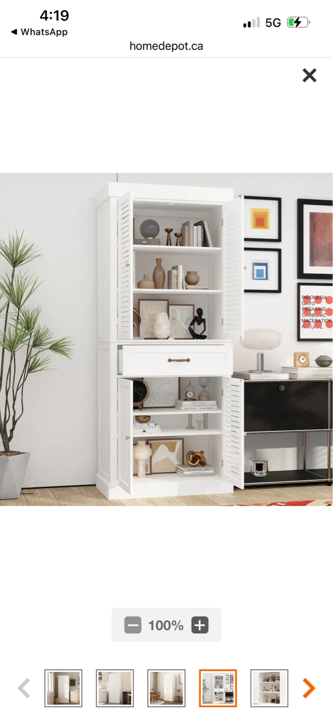 New White Kitchen Pantry Cabinet with Drawers and Doors - photo 4