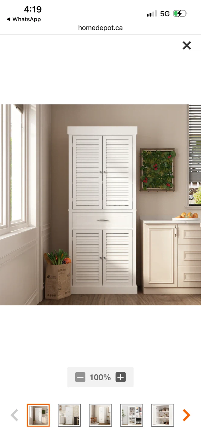 New White Kitchen Pantry Cabinet with Drawers and Doors