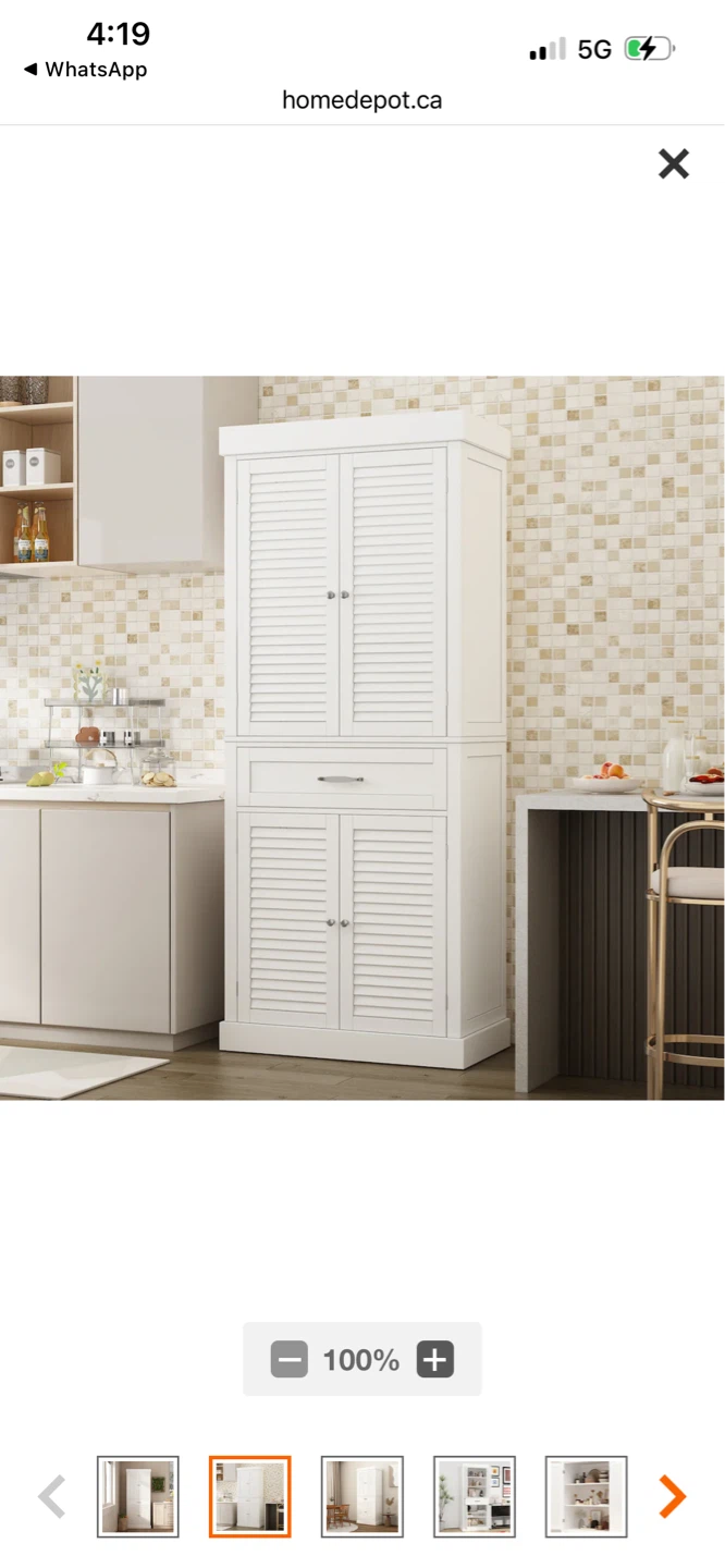 New White Kitchen Pantry Cabinet with Drawers and Doors - photo 2