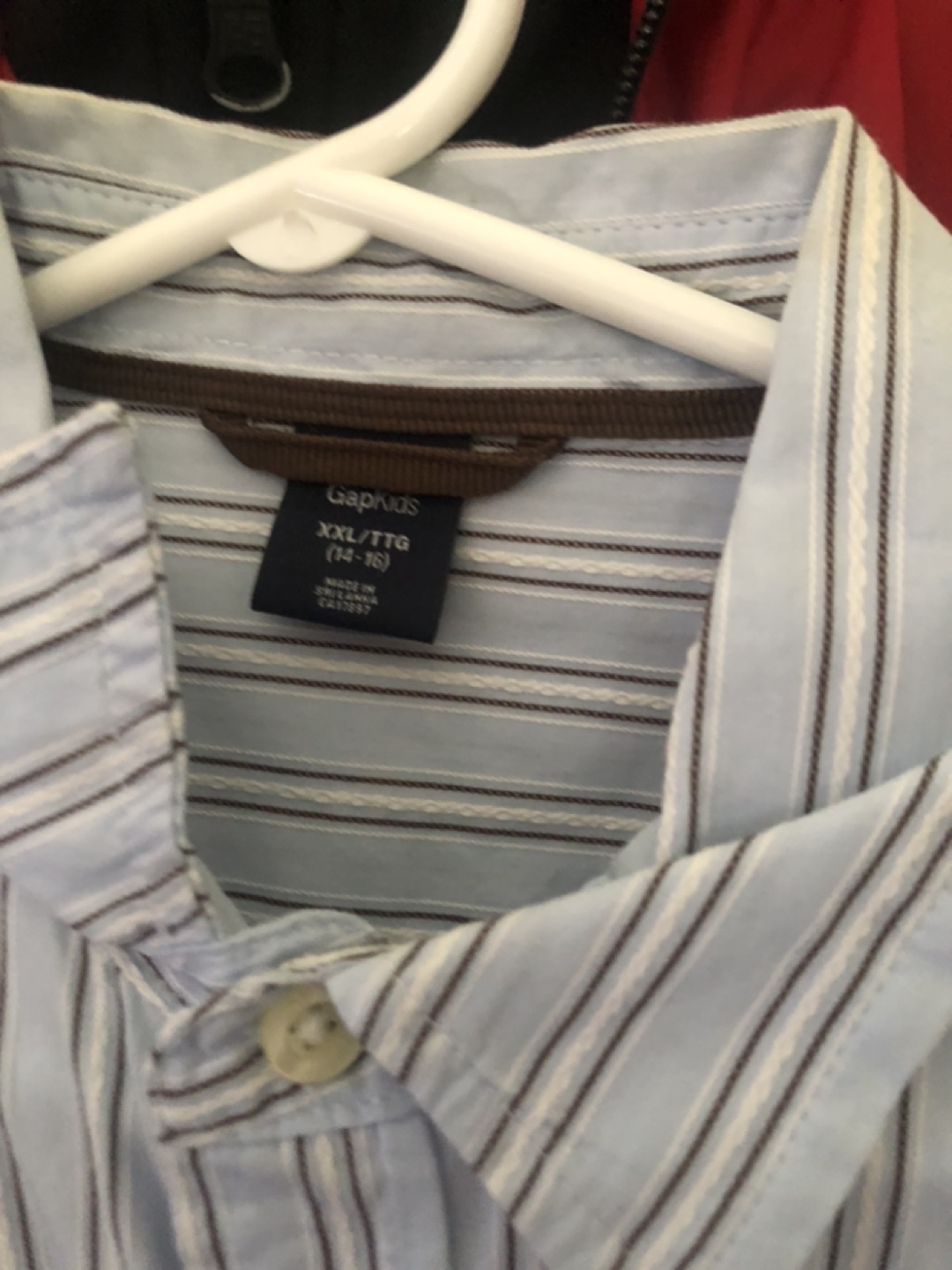 Gap Kids Blue Striped Button-Up Shirt - XXL/TTG (14-16) - photo 2