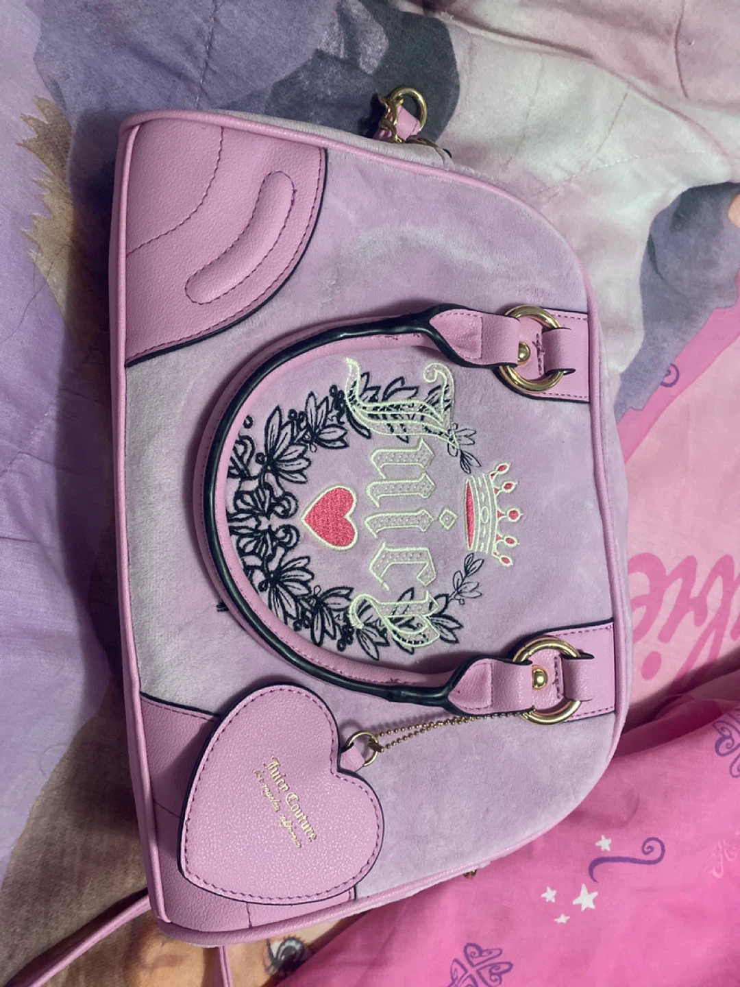 Juicy Couture Pink Velour Shoulder Bag
