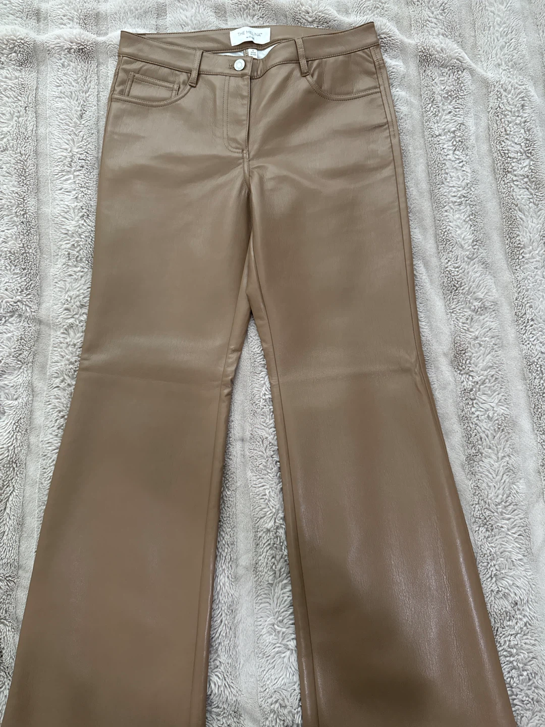 Aritzia/ The Melina Faux Leather Flare Pants - Tan