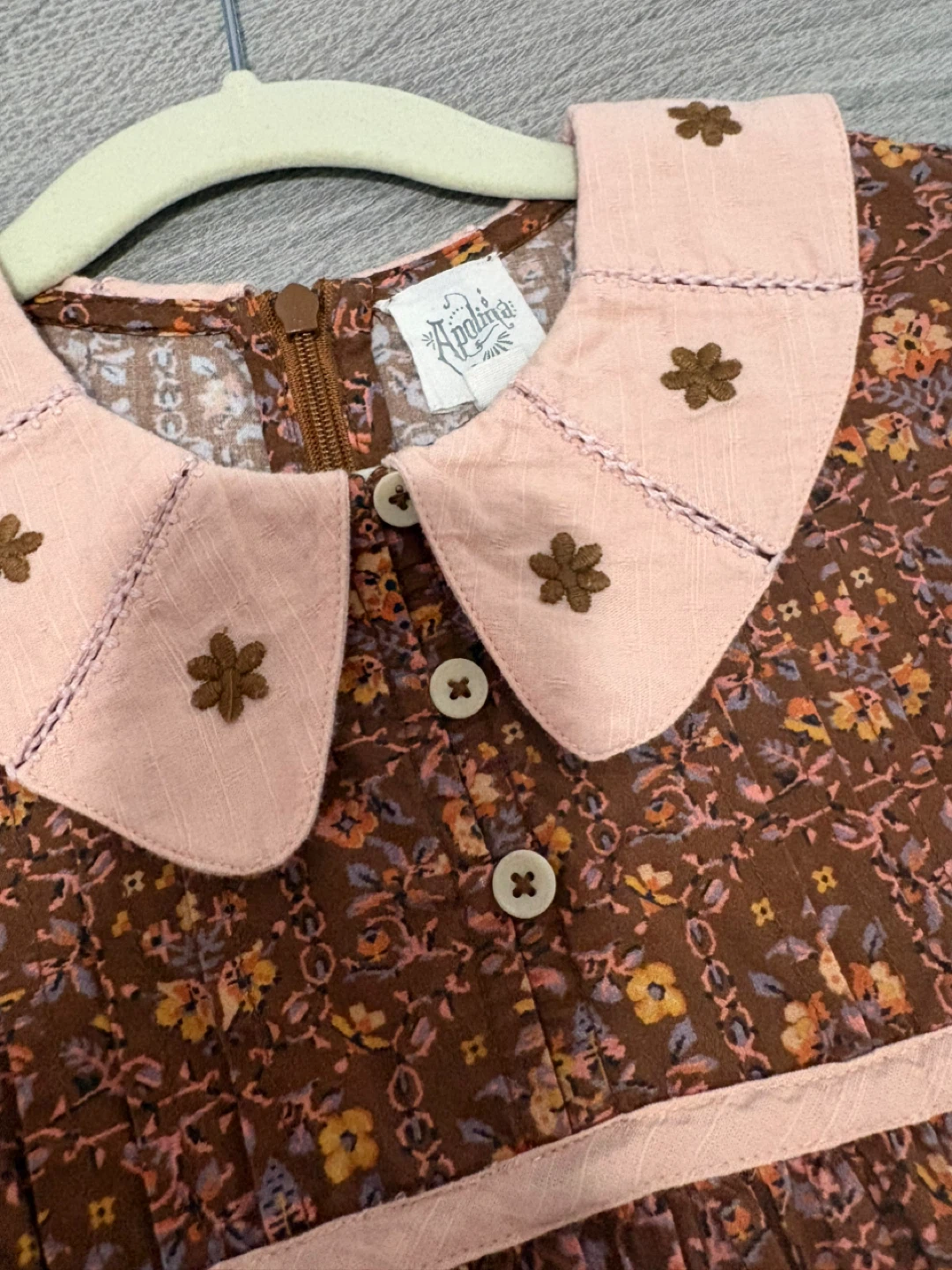 Apolina Floral Dress with Pink Collar & Pockets Size 5 - photo 2