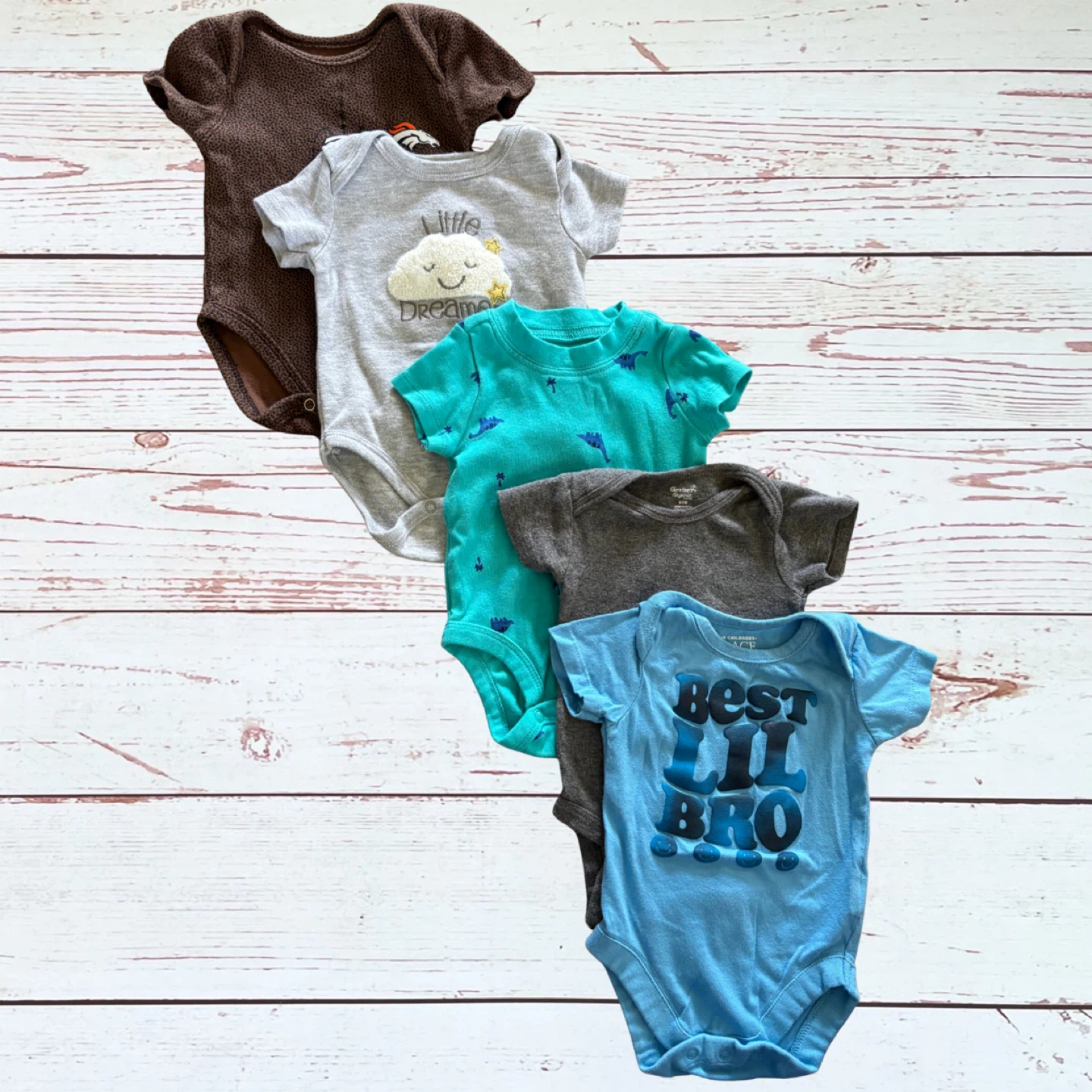 0-3 Month Baby 5 PC Short Sleeve Bodysuits
