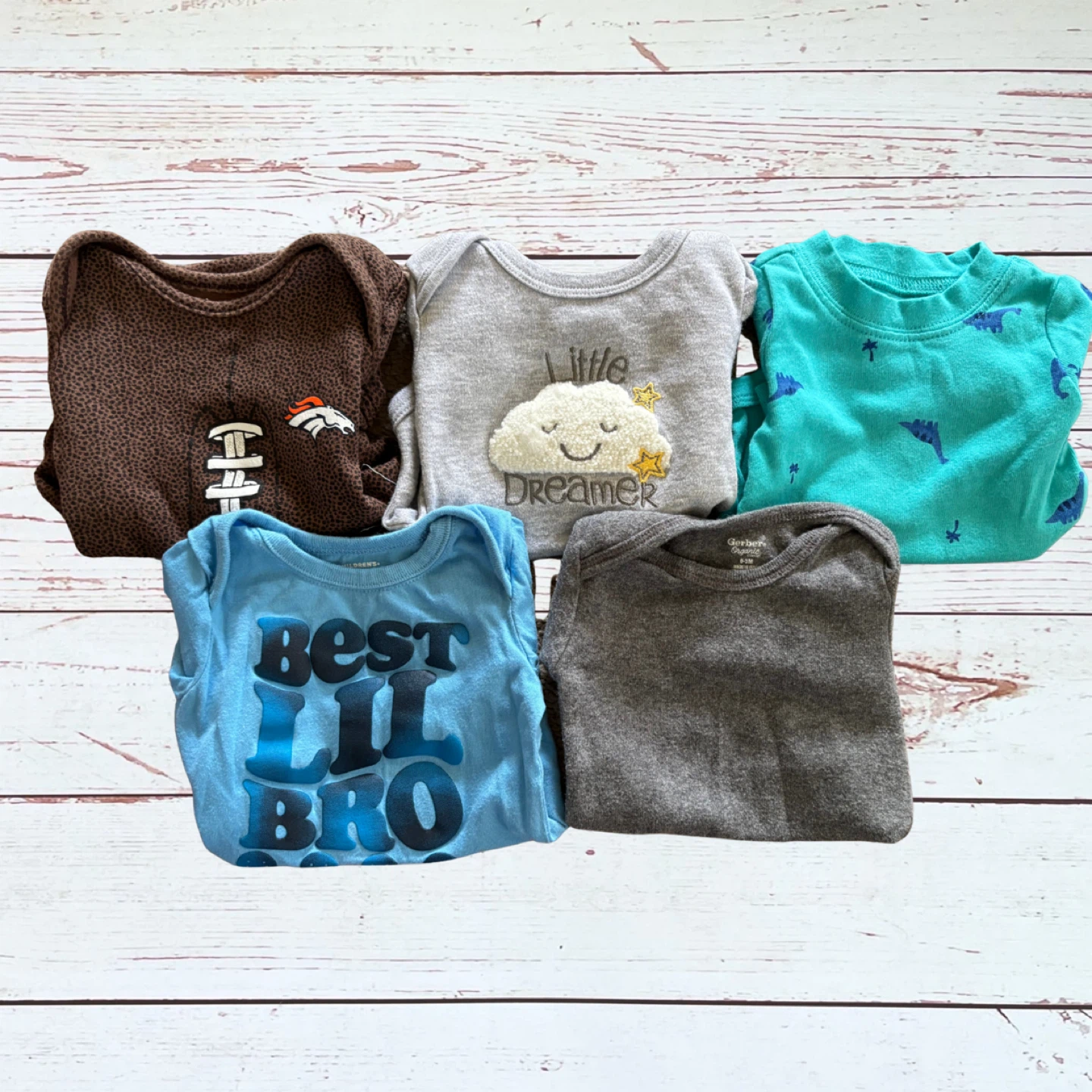 0-3 Month Baby 5 PC Short Sleeve Bodysuits - photo 3