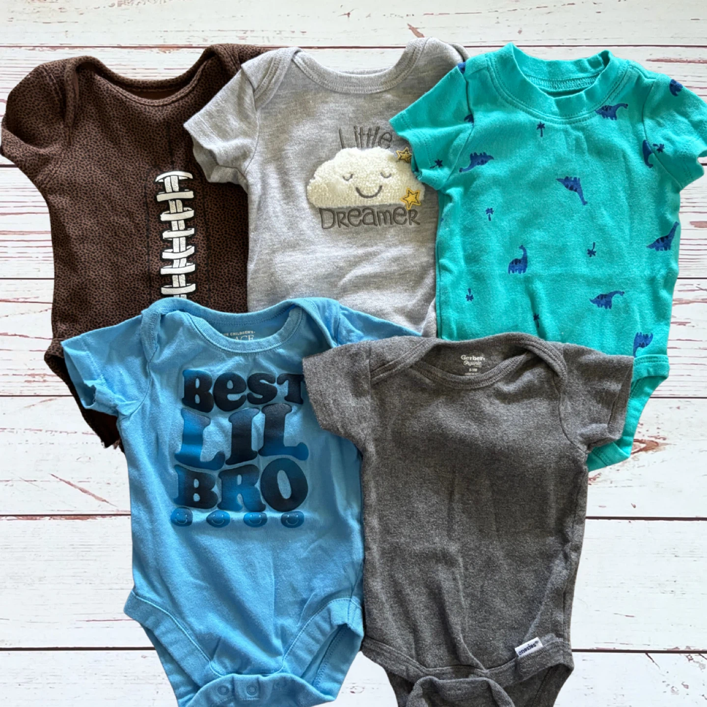 0-3 Month Baby 5 PC Short Sleeve Bodysuits - photo 2