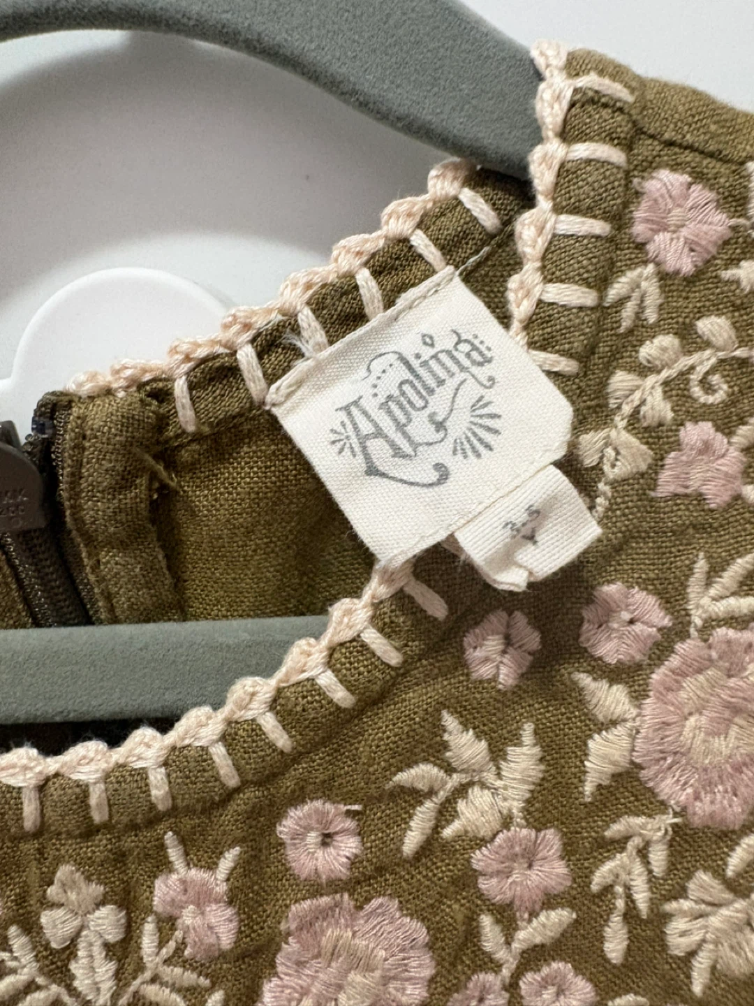 Apolina Floral Embroidered Dress - Olive - 3-5Y - photo 2