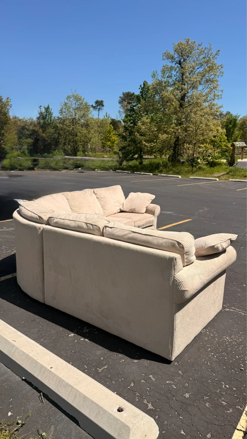 Large Beige Sectional Couch - photo 2