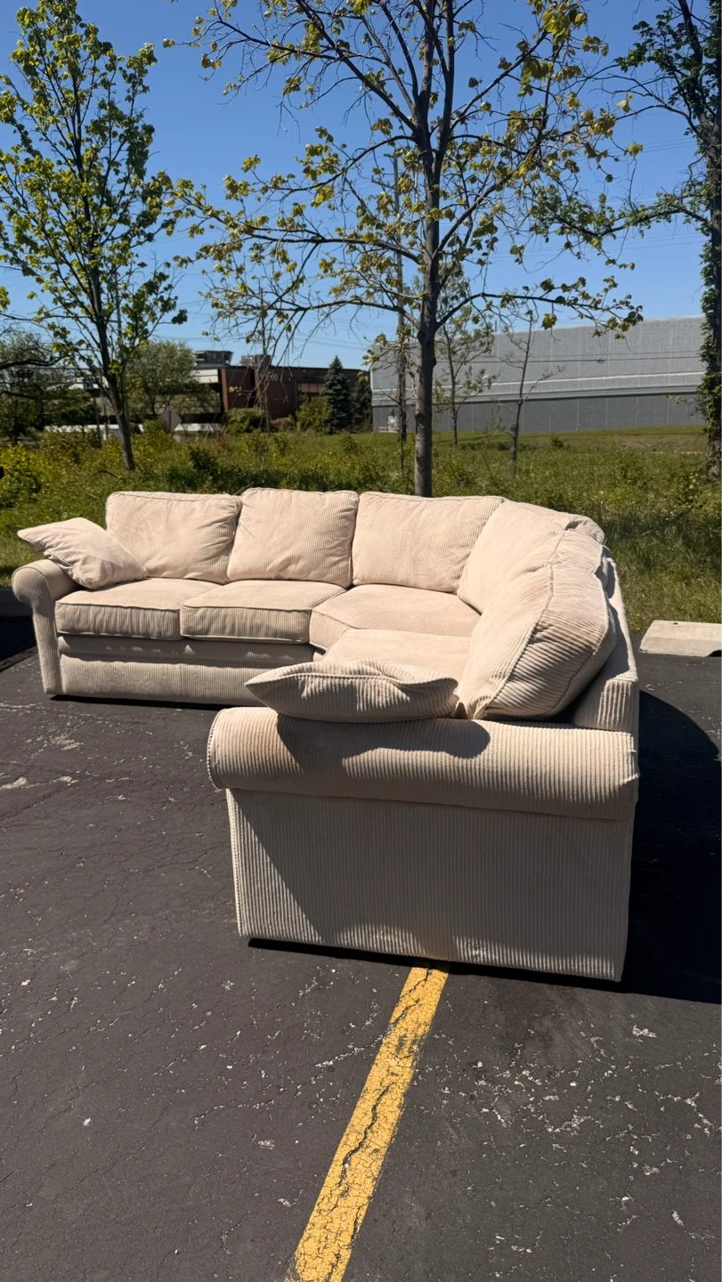 Large Beige Sectional Couch - photo 3