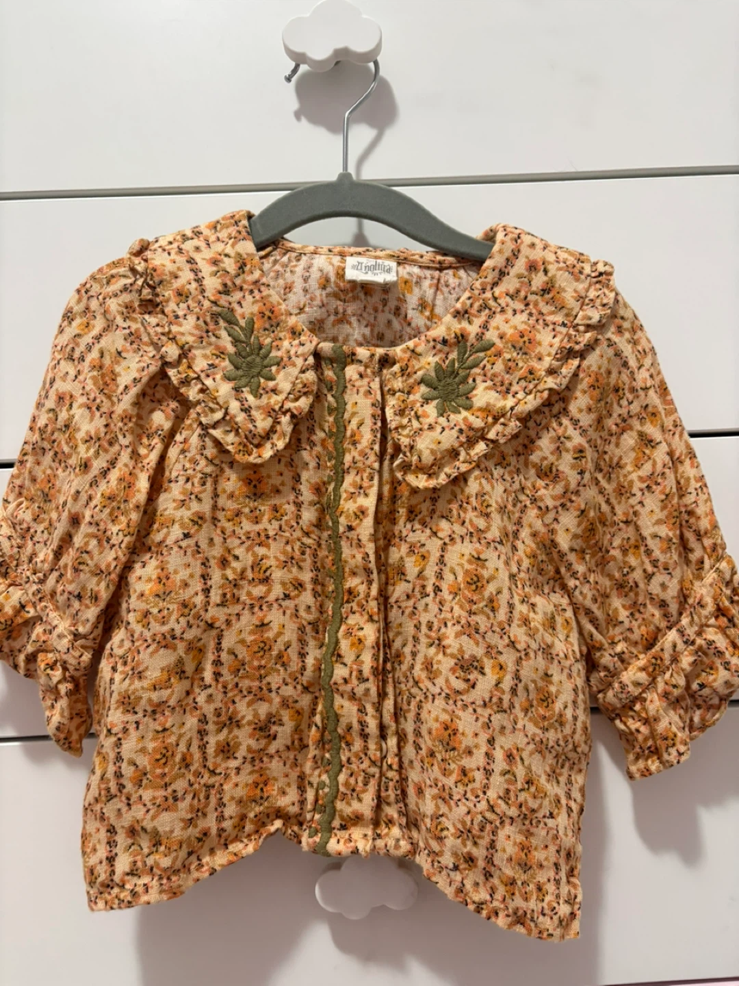Apolina floral print ruffled blouse and shorts set