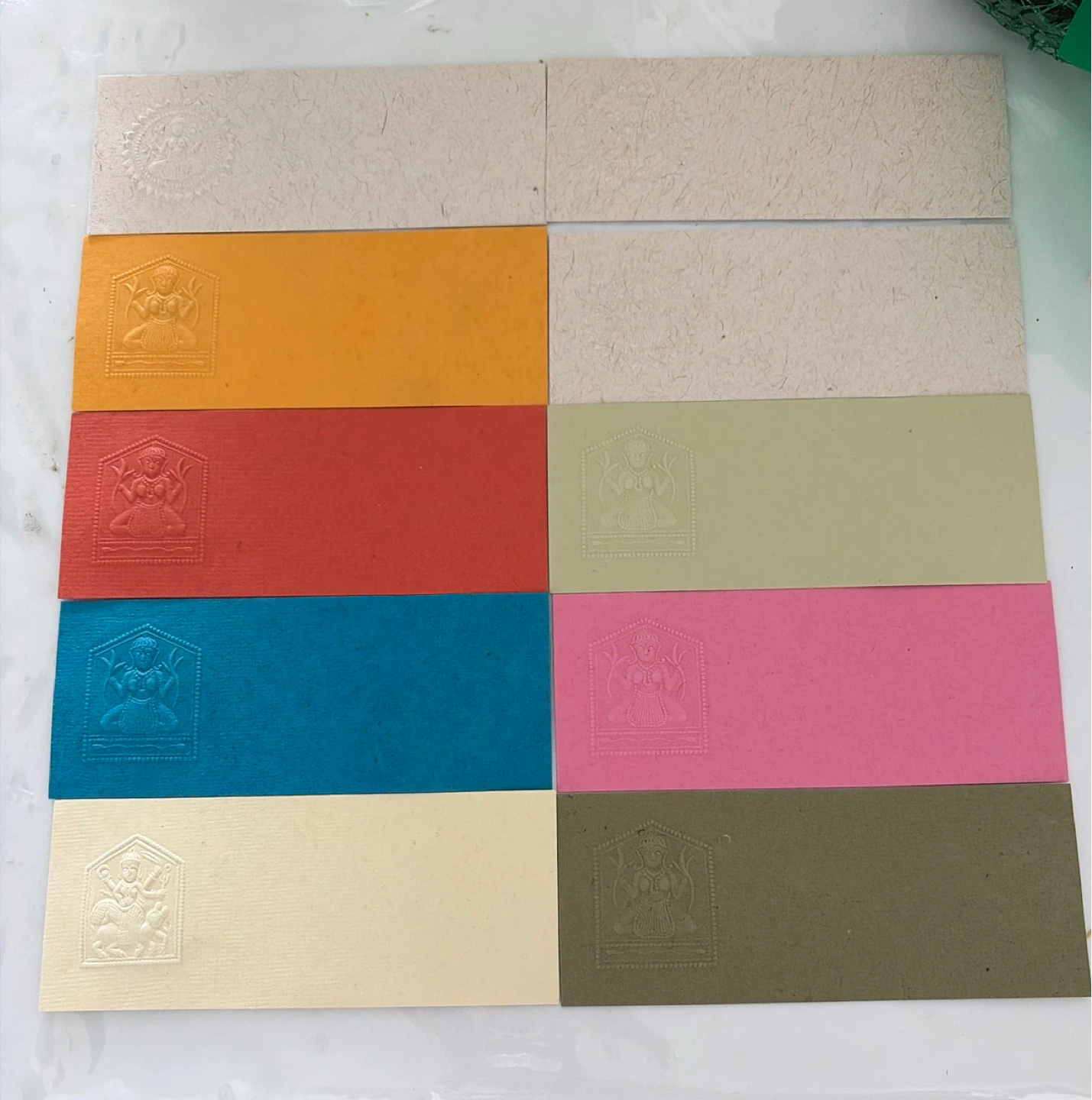 Set of 10 Colored Card with Embossed Designs