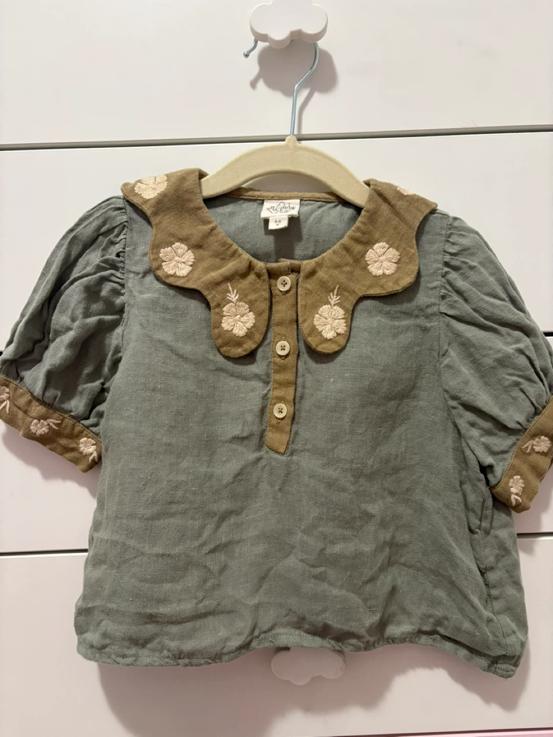 Apolina Little Sleepies Toddler Outfit - Blue/Brown Floral Set