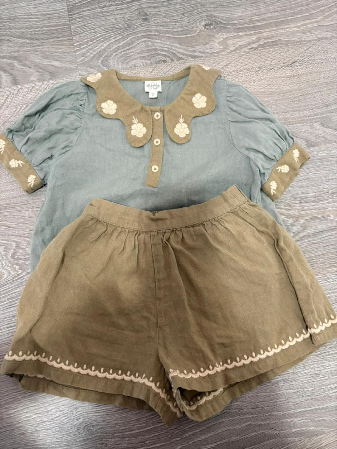 Apolina Little Sleepies Toddler Outfit - Blue/Brown Floral Set - photo 3