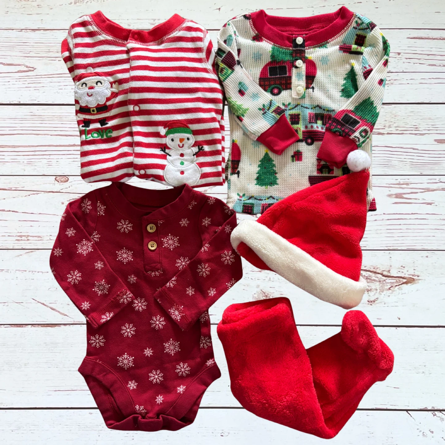 0-3 Month Baby Boy Christmas Pajama Bundle