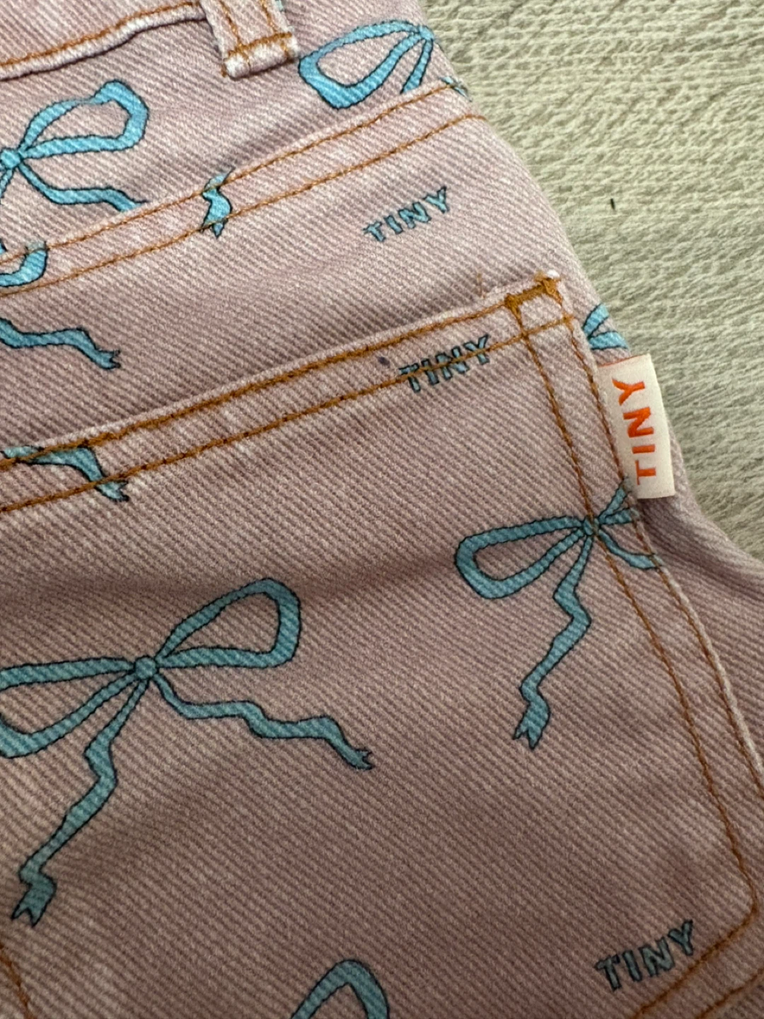 Tinycottons Bows Straight Jeans Taupe 4Y - photo 2