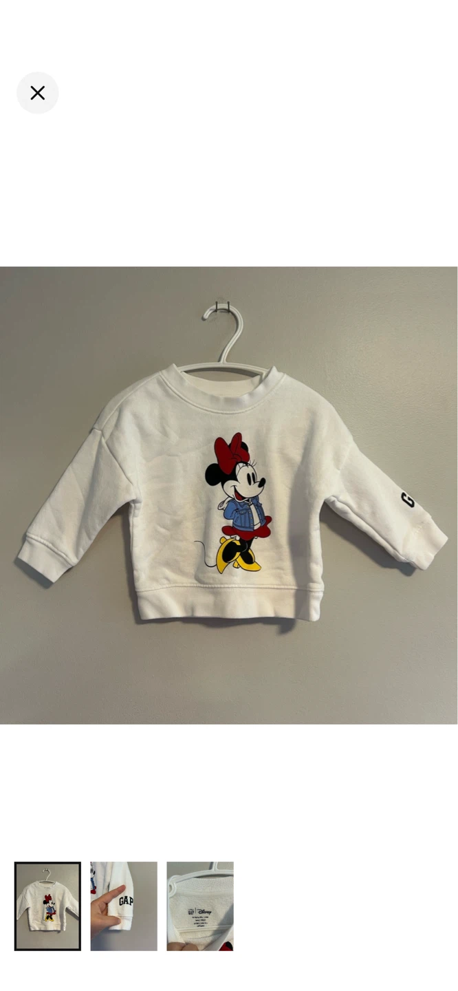 Gap Baby Disney Minnie Mouse Sweatshirt 6-12 Months White