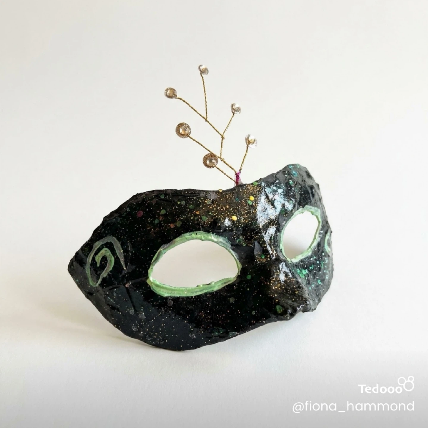 Handmade Masquerade Mask with Rhinestones - photo 2
