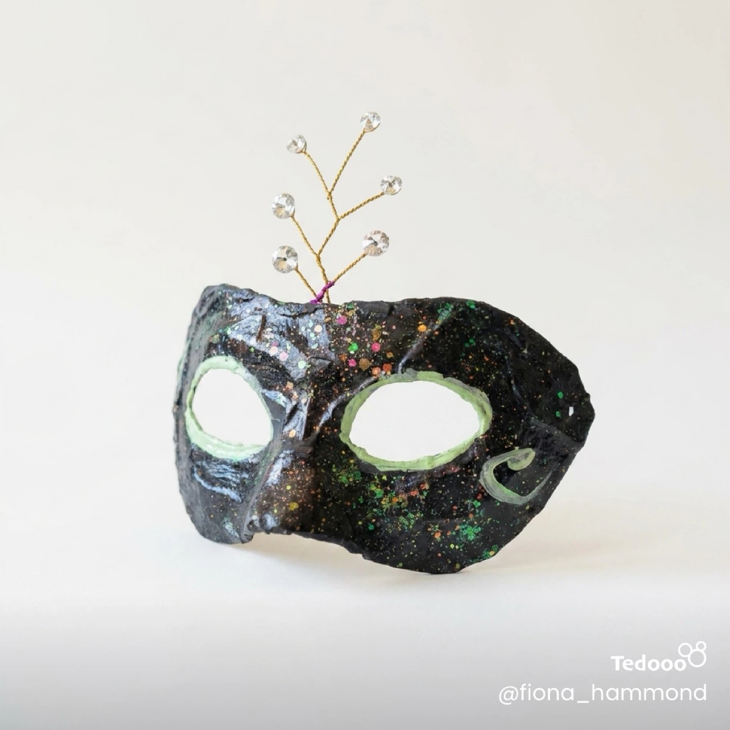 Handmade Masquerade Mask with Rhinestones