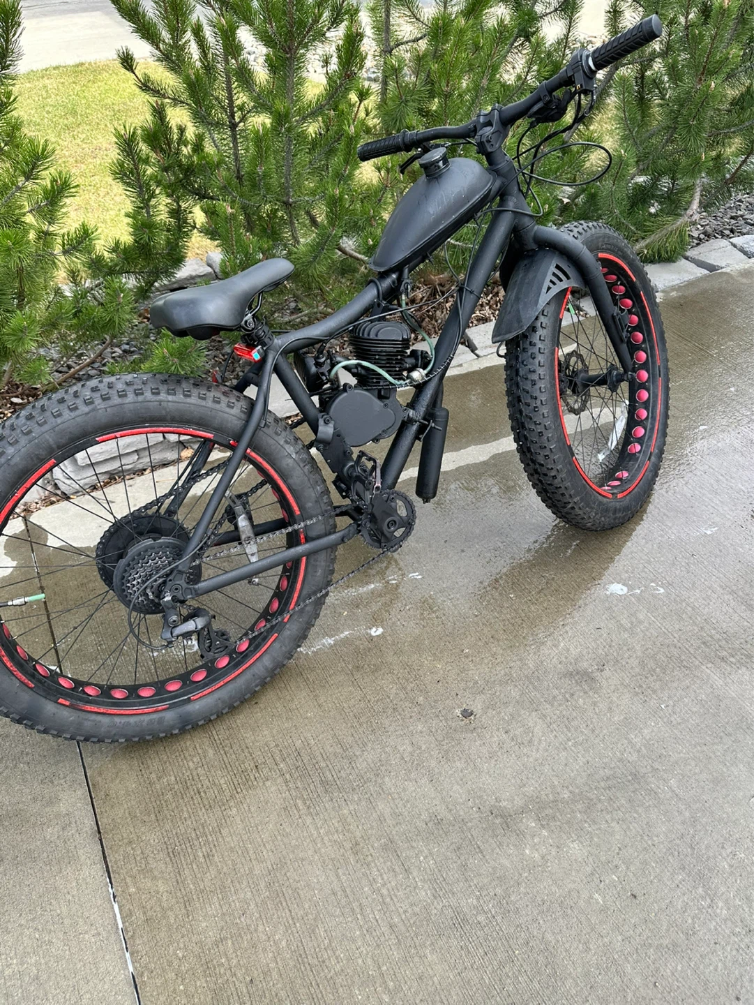 Black Fat Tire Motorized Bicycle - photo 2
