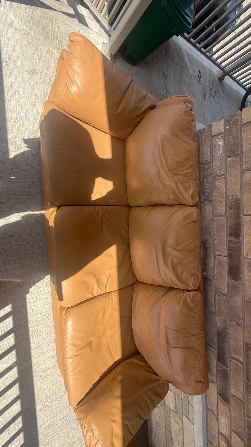 Brown Leather Sofa - photo 3