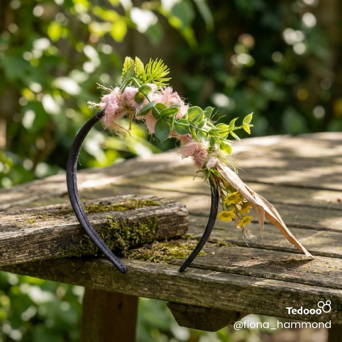 Greenery Headband with Pink and Green Accents