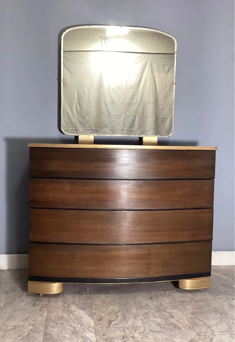 Vintage Wood Dresser with Mirror