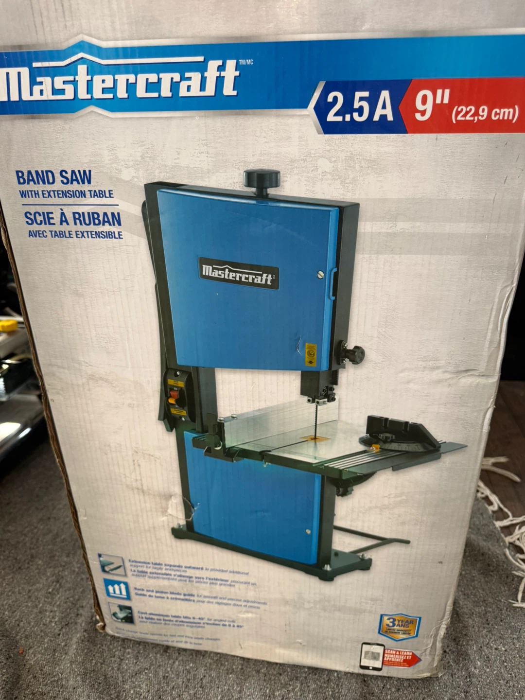 Mastercraft 2.5A 9" Band Saw with Extension Table