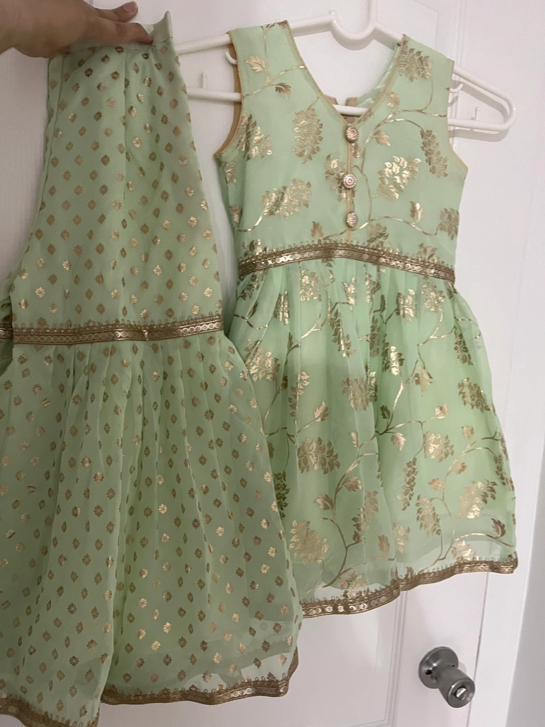 Light Green & Gold Baby Dress