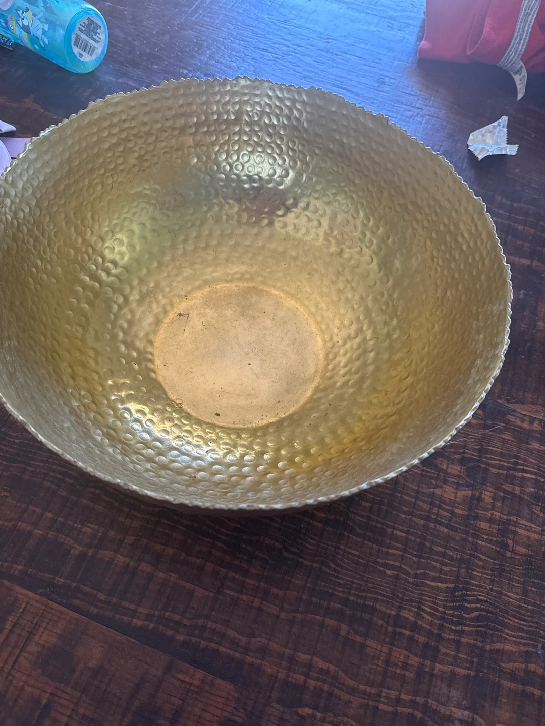 Hammered Gold Metal Serving Bowl