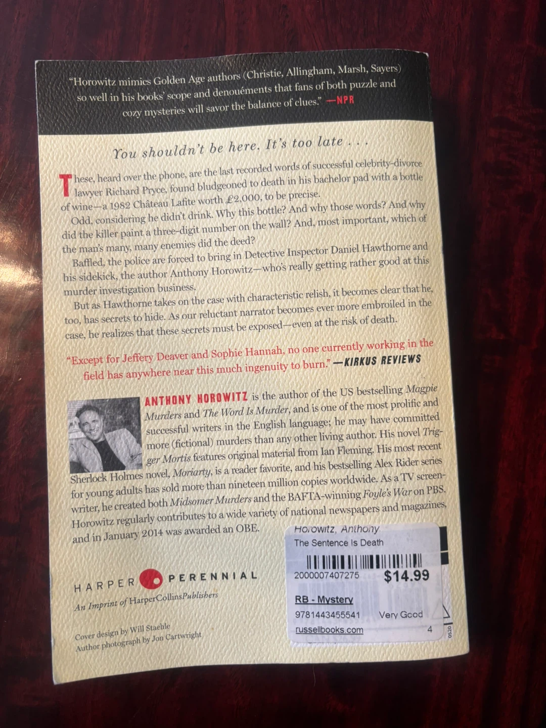The Sentence Is Death by Anthony Horowitz Paperback Book - photo 2