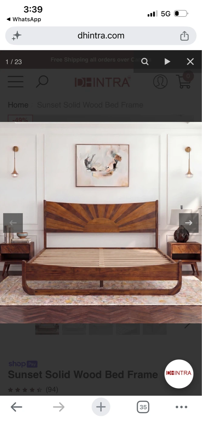 New Sunset Solid Wood Bed Frame