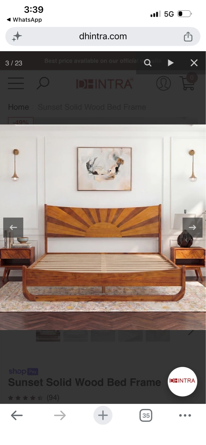 New Sunset Solid Wood Bed Frame - photo 3