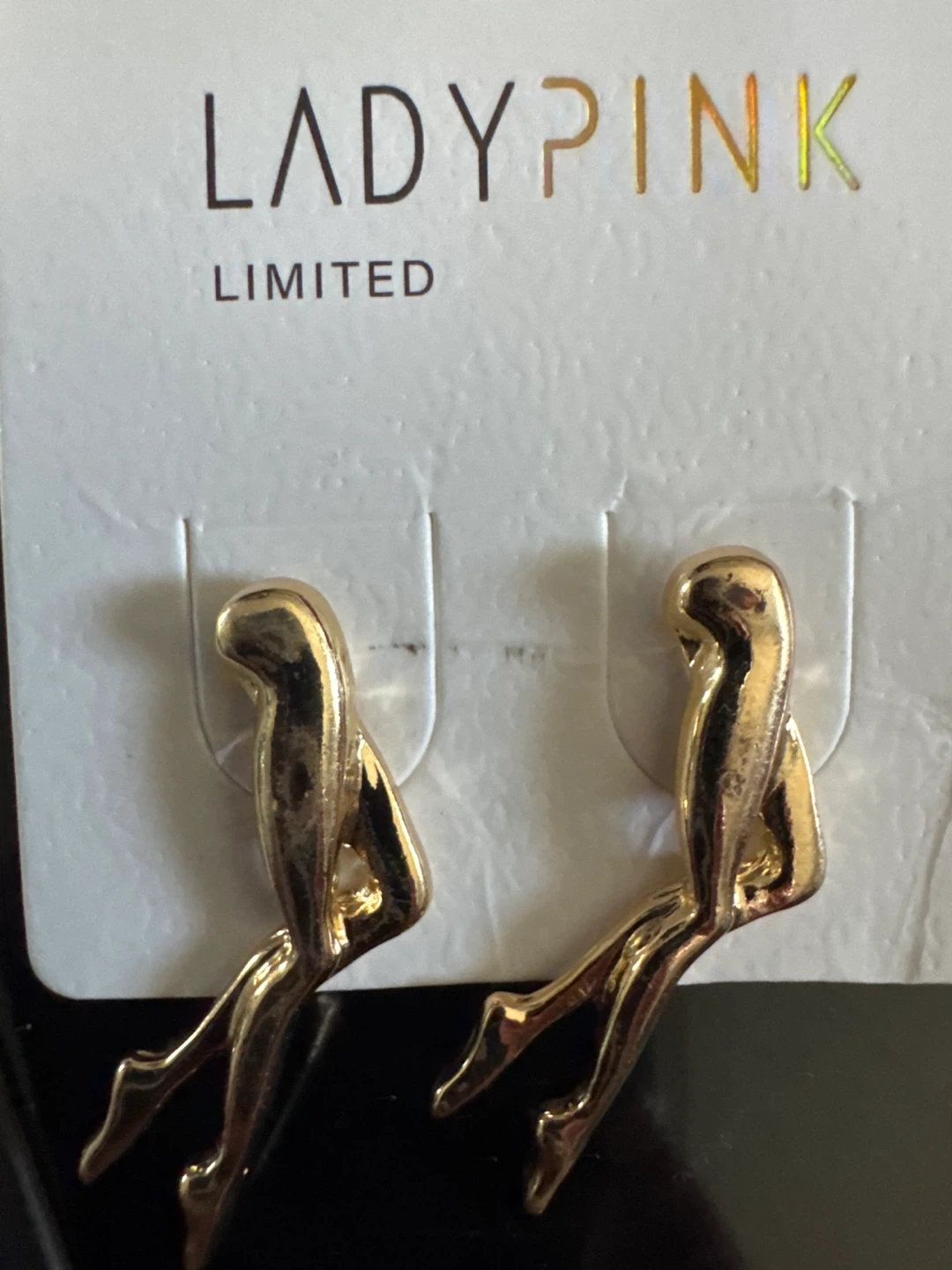 Lady Pink Limited Gold Tone Dangly Earrings