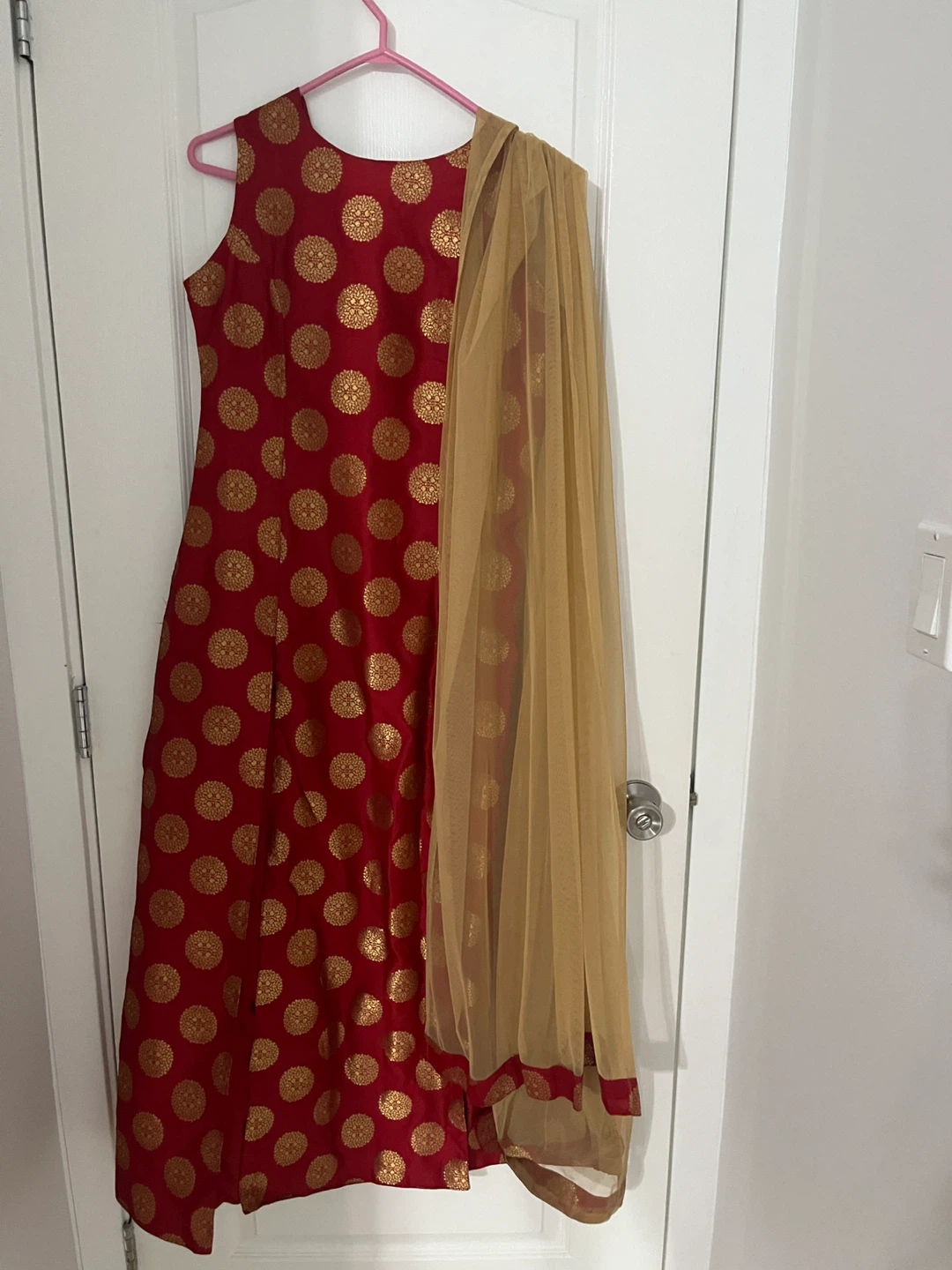 Red and Gold Indian Suit with Dupatta