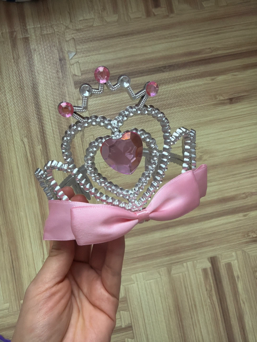 Pink Heart Tiara with Bow