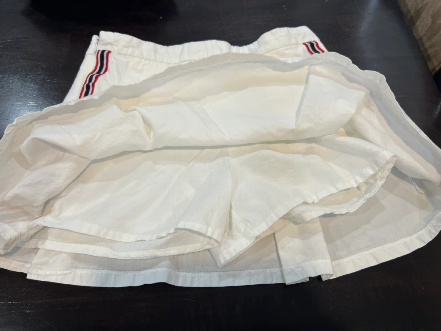 White Pleated Tennis Skirt with Side Stripes - photo 3