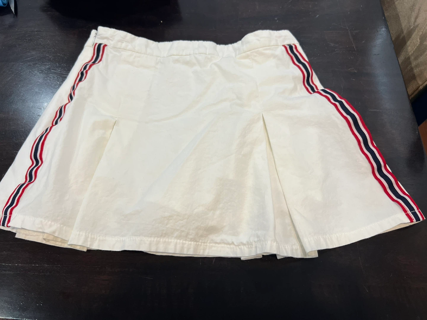 White Pleated Tennis Skirt with Side Stripes