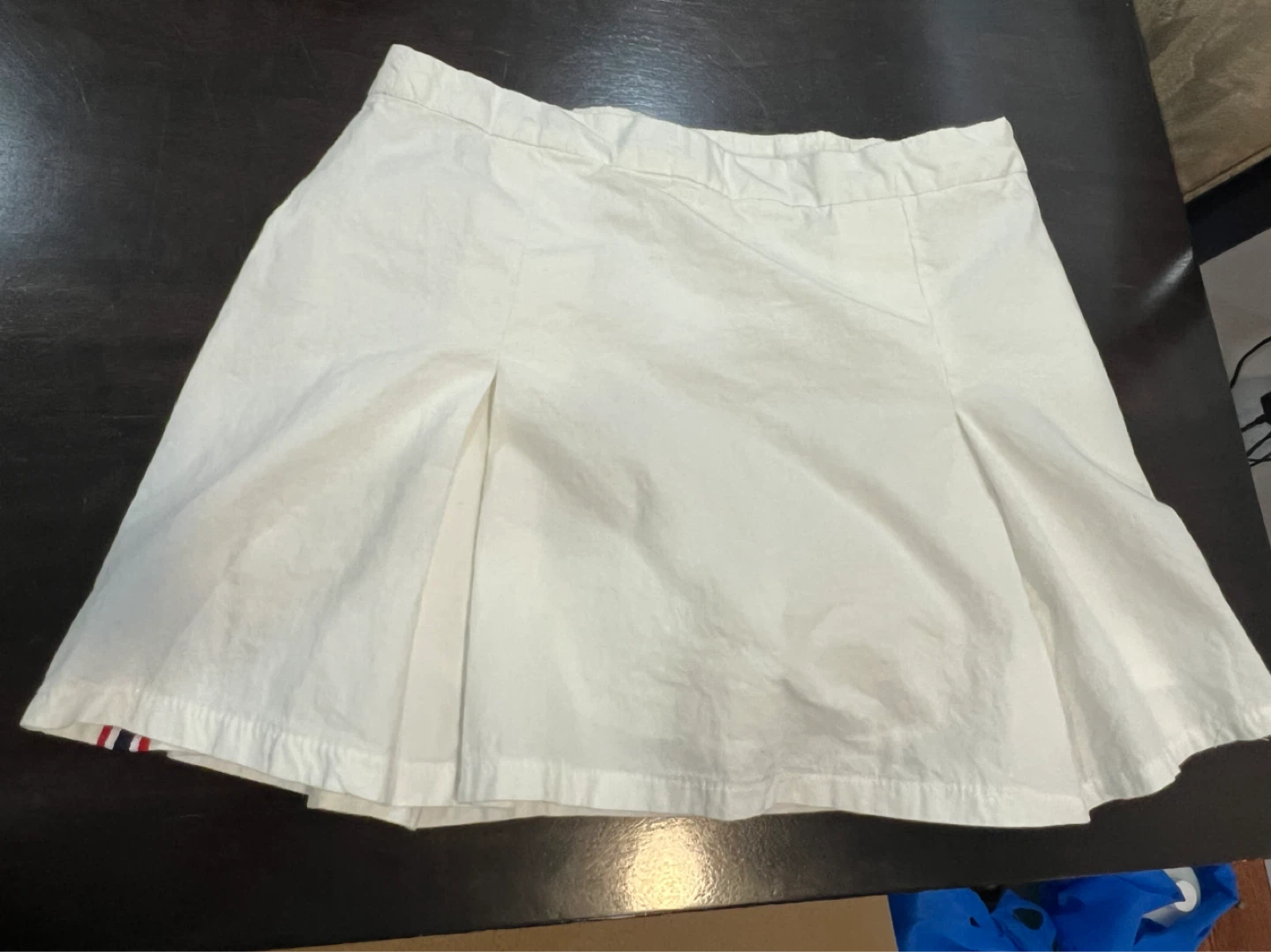 White Pleated Tennis Skirt with Side Stripes - photo 2