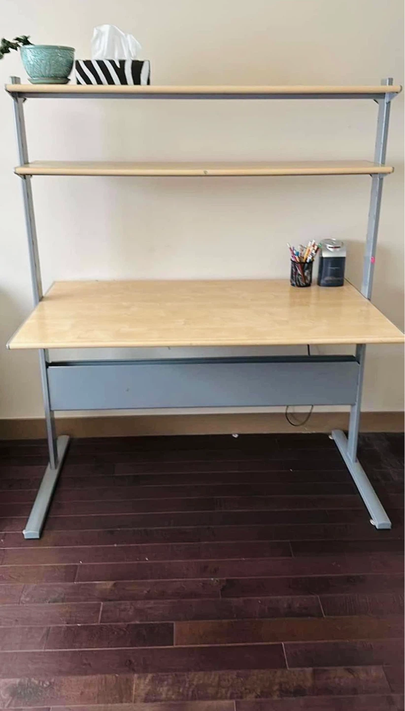 Adjustable Study/ StandingDesk with Shelving
