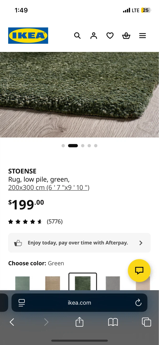 IKEA STOENSE Rug, Green, 200x300 cm