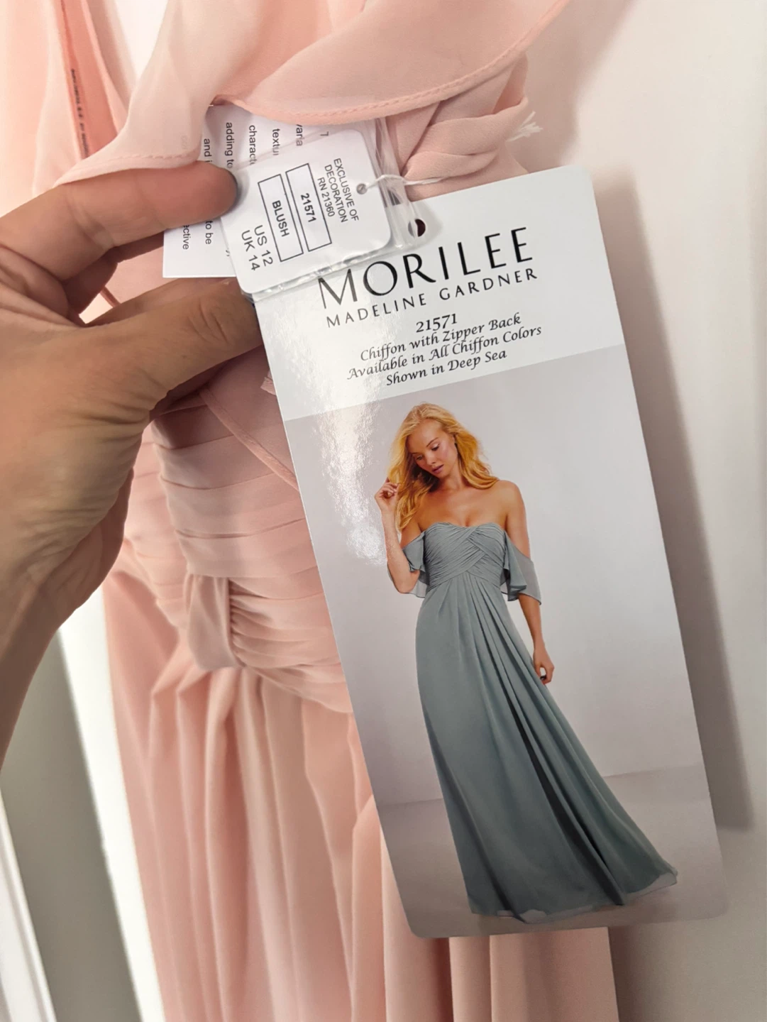 Morilee Blush Chiffon Bridesmaid Dress Size 12 - photo 4