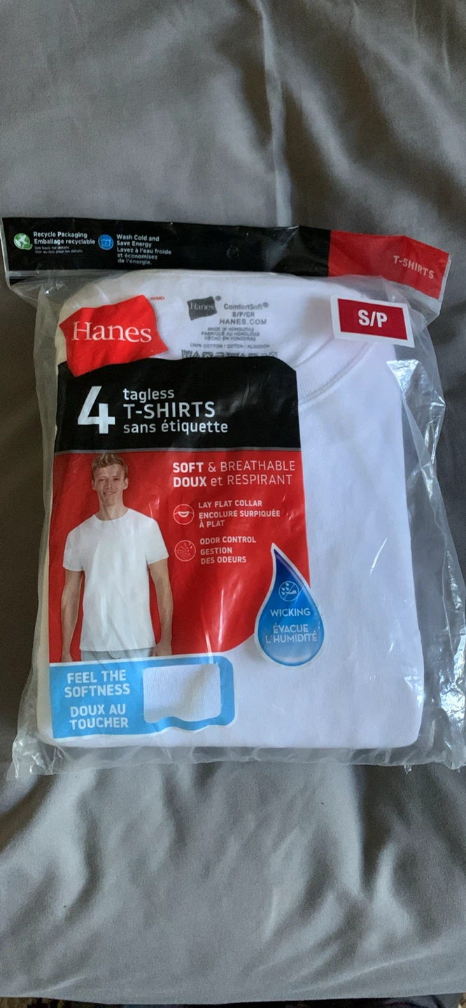 Hanes 4 Pack Soft & Breathable Tagless T-Shirts - S/P