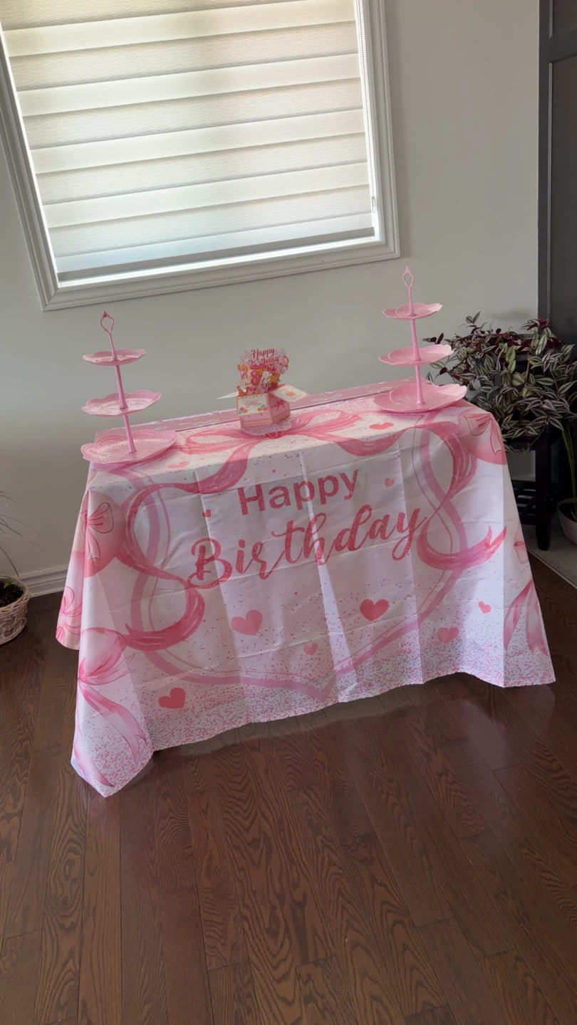 Happy Birthday Tablecloth and Tiered Trays